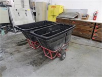 (2) Rubbermaid Cap Dumping Hopper Carts