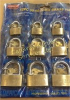 9 brass paddle locks with keys