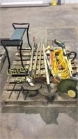 Yard tools shovels, weed wacker, hedge trimmer,