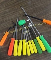 Assorted screw drivers picks 13 in total
