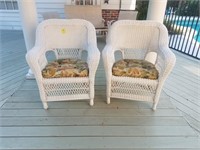 (2) Wicker Chairs with Cushions