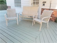 Outdoor Glider Loveseat, (2) Matching Chairs