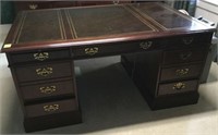 Leather Top Partners' Desk-Shows Wear, Credenza,