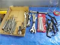 Qty of punches & chisels, flat wrenches etc