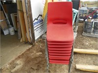 10 orange stacking chairs (sell for one money)