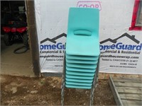 10 teal green stacking chairs (sell for one money)