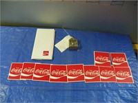 Coca-Cola note pad, bottle opener, coasters
