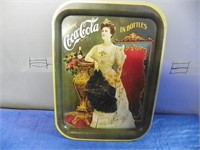 Coca-Cola green tray with lady (10"X13")
