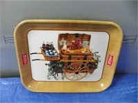 Coca-Cola tray with basket weave design & cart