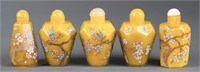 Group of 5 painted glass snuff bottles.