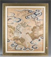 A Chinese emboridery panel of a tiger.