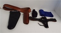 (2) Leather ammo belts with holsters including