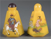 Pair of painted glass snuff bottles.