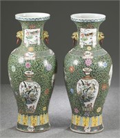 Pair of large Chinese famille verte vases.