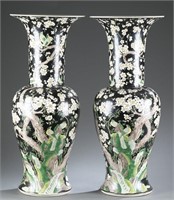 Pair of famille-noir Fengwei vases.