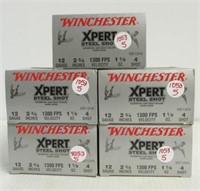(5) Full boxes of Winchester 12 gauge 2 3/4" 4