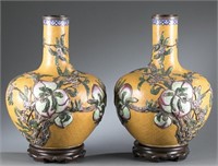 Pair of Chinese cloisonne globular vases.