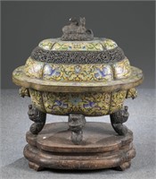 Pair of Chinese cloisonne incense burners.