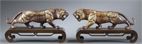 Pair of Chinese archaic-style hardstone tigers.
