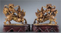 Pair of Chinese carved stone Qilins.