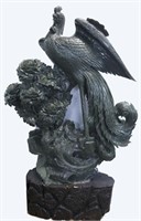 Pair of carved spinach hardstone phoenix birds.