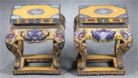 Pair of Chinese cloisonne stools.