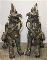 Pair of Chinese bronze temple guards.