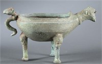 A Chinese bronze style bird container.