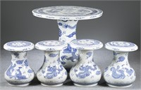 A blue & white porcelain garden set.