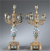 Pair of Chinese export cloisonne candelabra.