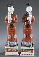 Pair of Chinese porcelain lady statues.