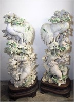 Pair of carved jadeite cranes.