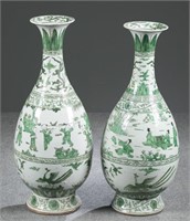 Pair of famille verte style porcelain vases.