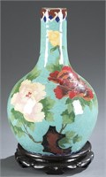 A Japanese cloisonne floral bottle vase.