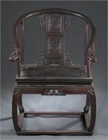 Pair of Chinese hardwood Horseshoe chairs.