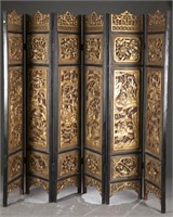 Two sets of Oriental carved wood screens.
