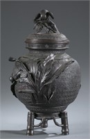 A Japanese bronze incense burner.