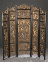 A set of Oriental carved wood screens.