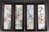4 Chinese porcelain panels.