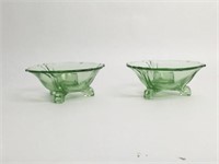 Green Depression Glass Candle Holders (2)