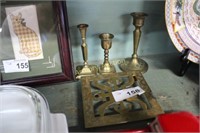 BRASS CANDLE HOLDERS - TRIVET