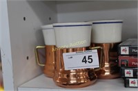 COPPER MUGS WITH IRONSTONE INSERTS