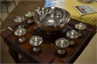 Silver punch bowl set