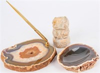 Geode Pen Stand and Stone Trinket Dish