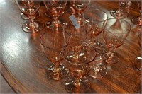 6 pink stemware