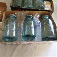 3 Blue glass Jars