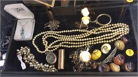 TRAY WITH SILVER, PEARLS & MORE