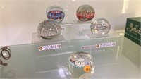 5 PC GLASS MILIFORE PAPERWEIGHTS