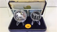 2 SILVER 1988 SEOUL OLYMPIC COINS