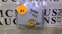 SIGNATURE SERIES 1955 MEXICAN $5. GOLD COIN